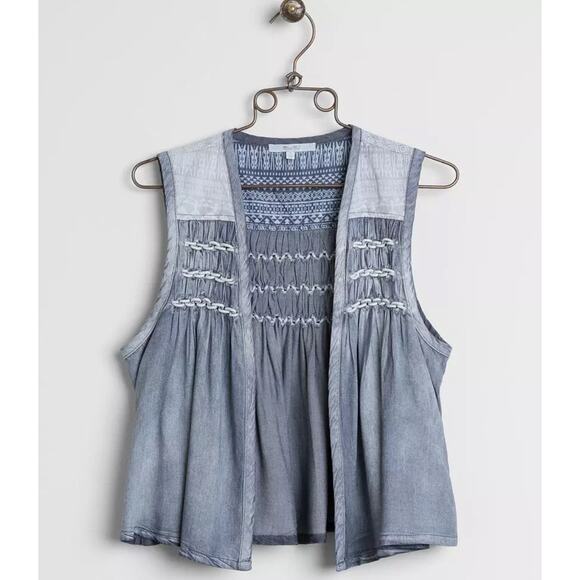 Miss Me Women's Open Front Raw Edge Vest Sleeveless Beach‎ Gray Size Medium - Picture 1 of 9